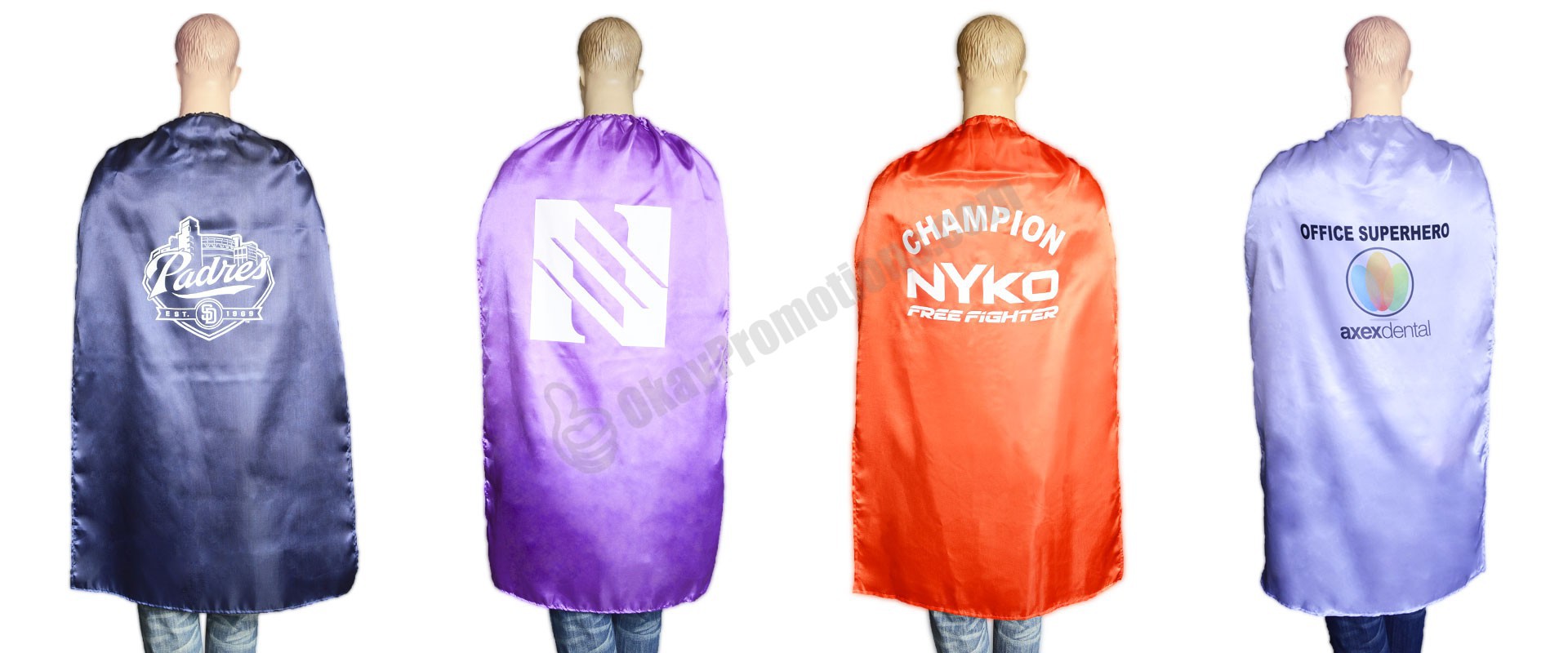 Adult Custom Logo Imprinted Promotional Marketing Advertised Tradeshow Campaign Executive Party Superhero Capes Business Sales Promos Corporate Promotions Events Executive Costume Gifts
