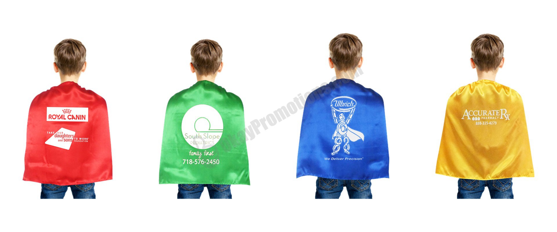 Children Personalized Logo Imprinted Marketing Tradeshow Advertisement Promotional Kids Superhero Capes Sales Events Giveaway Gifts