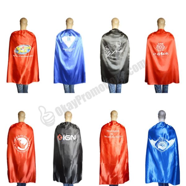 Custom Logo Imprinted Marketing Events Trade Show Advertisement Super Hero Promotional Capes Cloaks Messaged