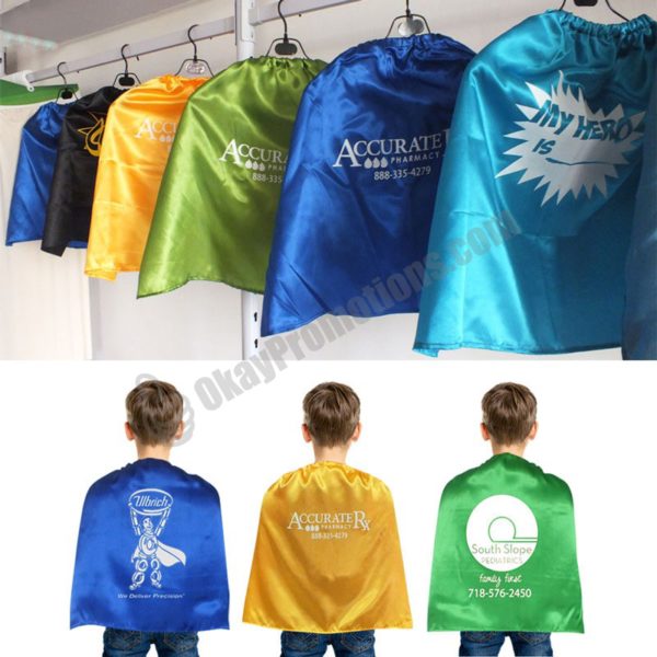 Personalized Children Size Satin Assorted Colors Superhero Promotional Capes Products Propagate Extension Publicity Campaign Advertisements Messaged Cloaks Gifts Party Costumes