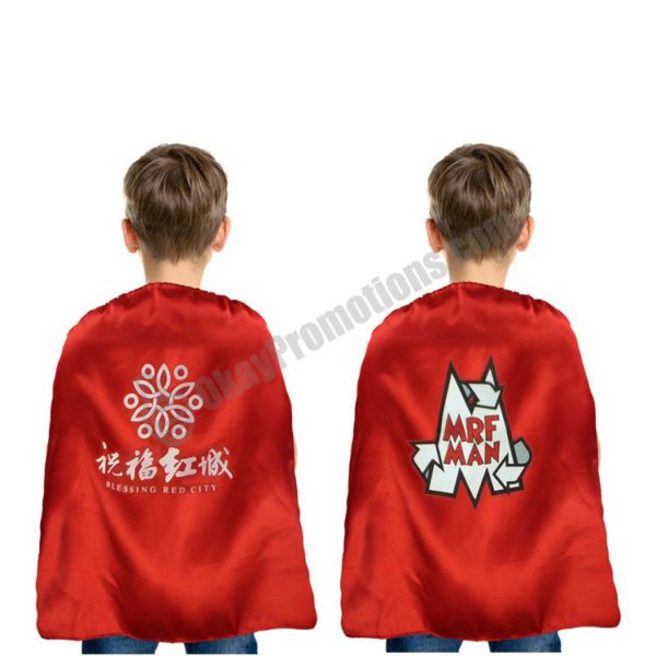 Kids Size Personalized Logo Imprinted Promotional Children Superhero Cape Trade Show Marketing Advertising Giveaway Promos Sales Marketing Events Promo Gifts