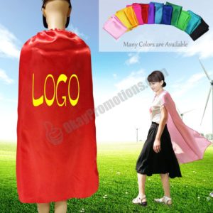 Sales Promotions Business Advertising Customizable Logo Imprinted Satin Superhero Capes Marketing Messaged Cloaks
